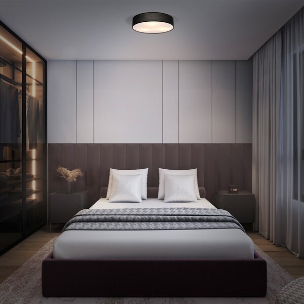 OSRAM Plafonieră ORBIS PARIS, negru, Ø 40 cm textil E27, reglabil, Negru, Camera de zi / sufragerie, Țesătură / Textil, Modern