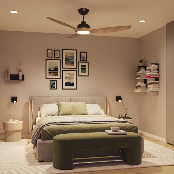 Philips Ventilator cu LED Olas, Ø 132 cm, maro/negru, CCT, reglabil, Negru, Camera de zi / sufragerie, Plastic, Modern