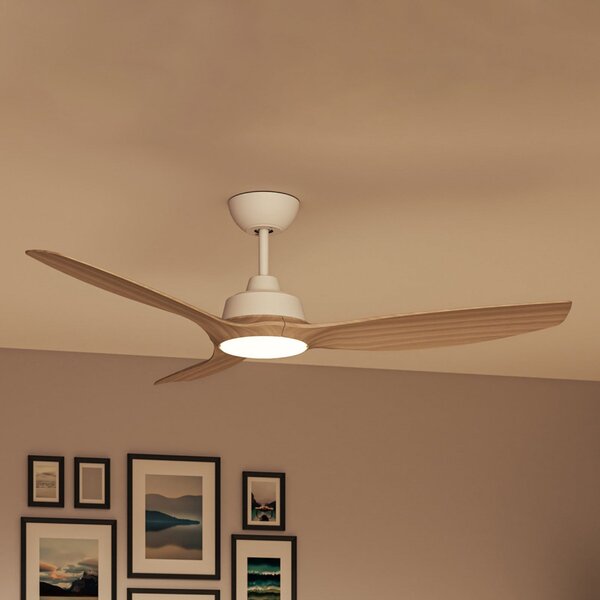 Philips Ventilator cu LED Olas, Ø 132 cm, maro/alb, CCT, reglabil, Alb, Camera de zi / sufragerie, Plastic, Modern