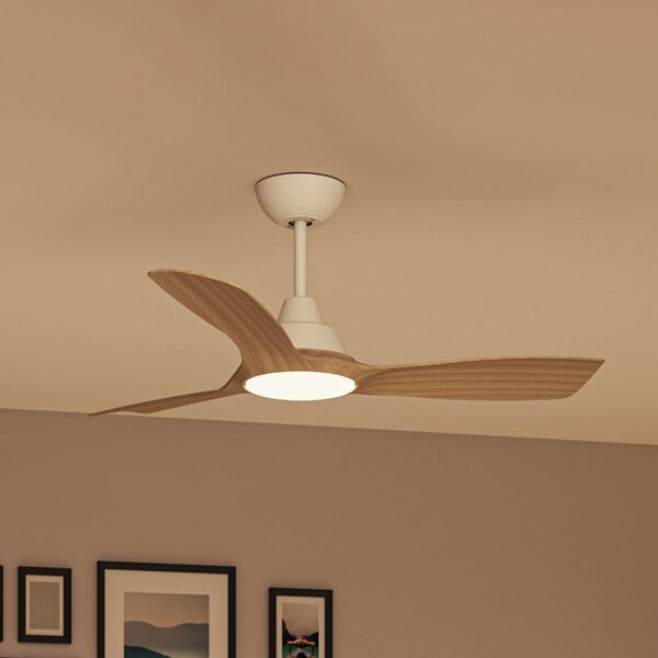 Philips Ventilator cu LED Olas, Ø 106 cm, maro/alb, CCT, reglabil, Alb, Camera de zi / sufragerie, Plastic, Modern