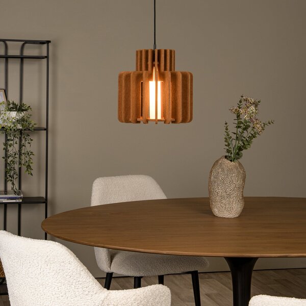 Lucide Lampă suspendată Rollo, teracotă, Ø 31 cm, țesătură/metal/sticlă, reglabil, Maro / Rugină, Camera de zi / sufragerie, Țesătură / Textil