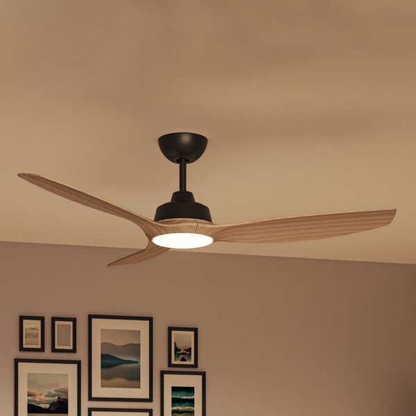 Philips Ventilator cu LED Olas, Ø 132 cm, maro/negru, CCT, reglabil, Negru, Camera de zi / sufragerie, Plastic, Modern