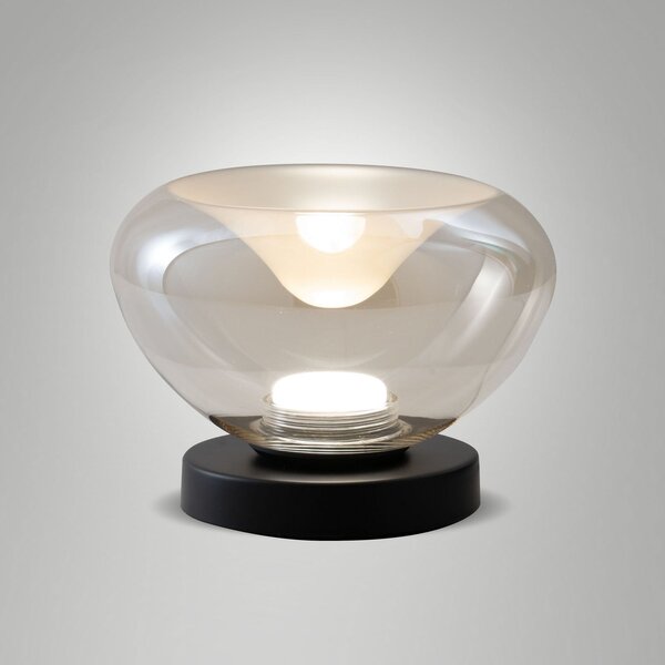 Fabas Luce Lampa de masă LED Brena, coniac, sticlă, CCT, dimabilă, reglabil, Maro / Rugină, Camera de zi / sufragerie, Sticlă, Modern