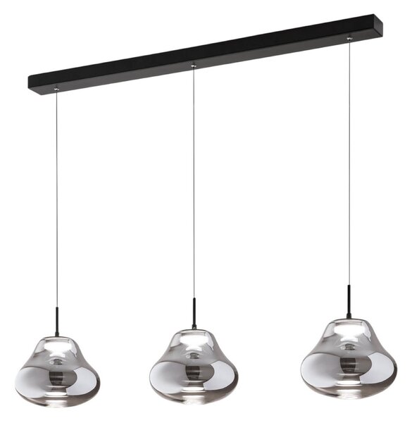 Fabas Luce Lampă suspendată LED Deva, 3 becuri, 115 cm, gri, CCT, dimabilă, reglabil, Gri, Camera de zi / sufragerie, Sticlă, Modern