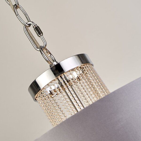 Searchlight Lampă suspendată Alina, gri, metal, Ø 40 cm, E14, reglabil, Gri, Camera de zi / sufragerie, Țesătură / Textil, Modern