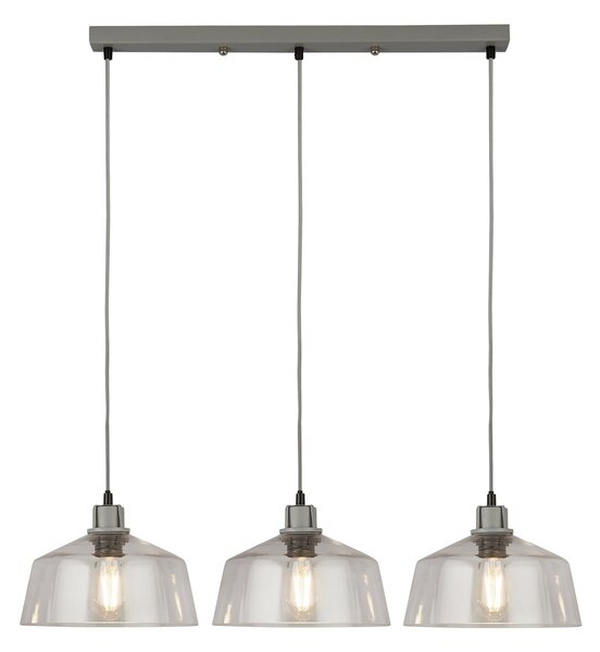 Searchlight Lampă suspendată Thaloria, transparentă, sticlă, 3 becuri, 80 cm, reglabil, Transparent, Camera de zi / sufragerie, Sticlă, Modern