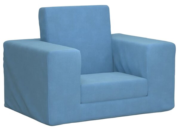 Canapea extensibilă pentru copii, albastru, pluș moale