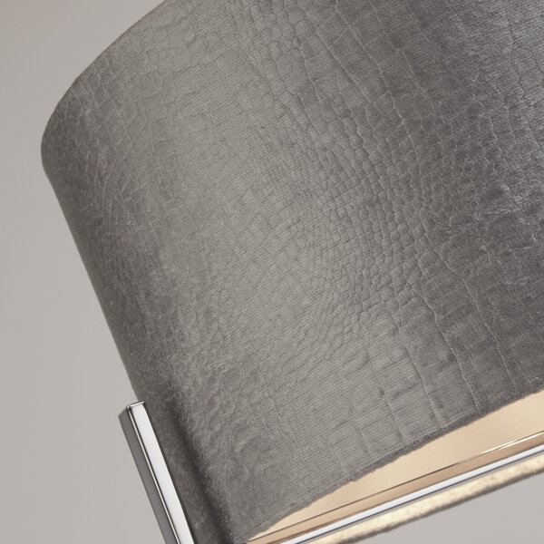Searchlight Plachetă Kyran, gri, metal, catifea, Ø 40 cm, E27, reglabil, Gri, Camera de zi / sufragerie, Țesătură / Textil, Modern