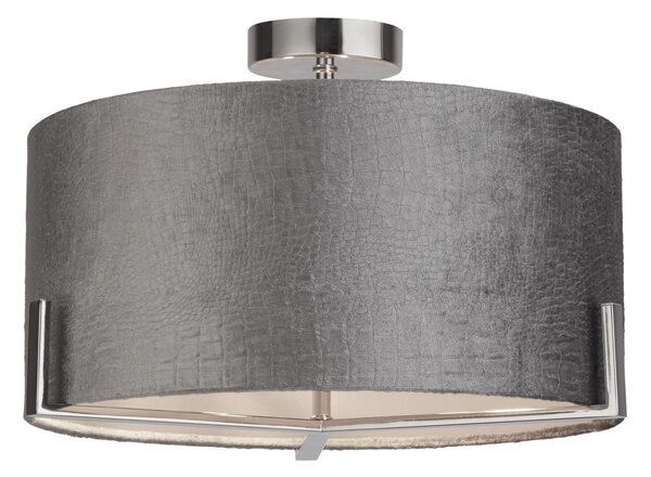 Searchlight Plachetă Kyran, gri, metal, catifea, Ø 40 cm, E27, reglabil, Gri, Camera de zi / sufragerie, Țesătură / Textil, Modern