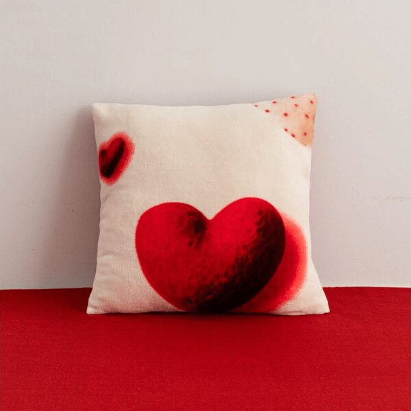 Fata de perna dubla fata DUO SENSE HEARTELLE 45x45 cm microplus/flanel, crem