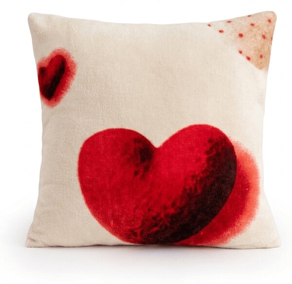 Fata de perna dubla fata DUO SENSE HEARTELLE 45x45 cm microplus/flanel, crem