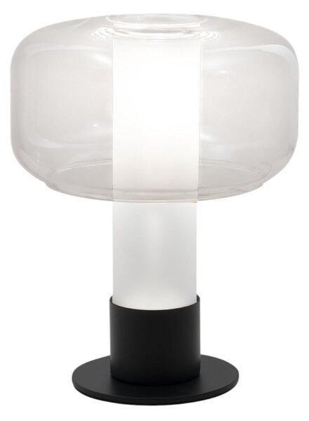 Fabas Luce Lampa de masă Flick, transparentă, sticlă, 28 cm, dimabilă, E14, reglabil, Transparent, Camera de zi / sufragerie, Sticlă, Modern