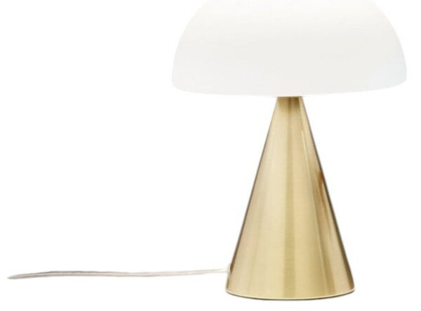 Fabas Luce Lampa de masă LED Blip, alamă/alb, sticlă, CCT, dimmer tactil, reglabil, Auriu / Alamă, Camera de zi / sufragerie, Sticlă, Modern