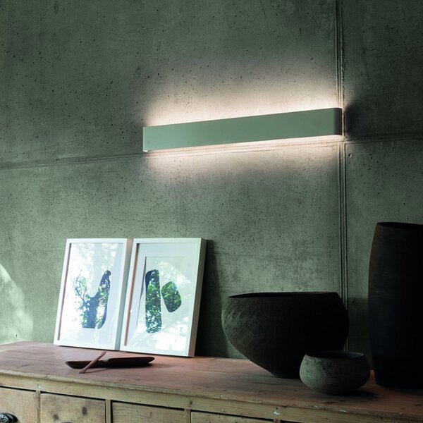 IDEAL LUX Aplică de perete Delta, albă, lățime 83 cm, 3.000 K, Alb, Camera de zi / sufragerie, Aluminiu, Modern, Perete unghiular