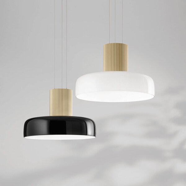Fabas Luce Lampă suspendată LED Lunar, negru/auriu, sticlă, CCT, dimabilă, reglabil, Negru, Camera de zi / sufragerie, Sticlă, Modern