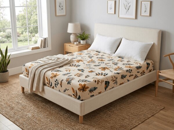 Cearsaf Cocolino microplus cu elastic AUTUMNA 160x200 cm crem