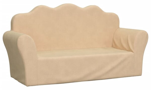 Canapea pentru copii cu 2 locuri, crem, pluș moale