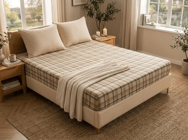 Cearsaf Cocolino microplus cu elastic PLAID 160x200 cm crem
