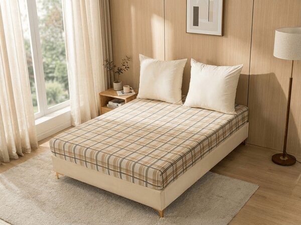 Cearsaf Cocolino microplus cu elastic PLAID 160x200 cm crem