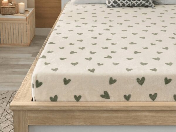 Cearsaf Cocolino microplus cu elastic HEARTINO 90x200 cm crem