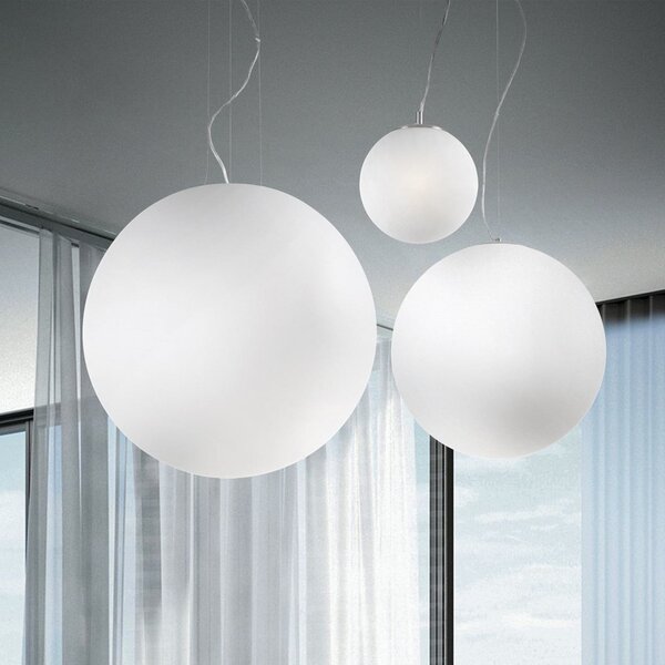 IDEAL LUX Ideal Lux Lampă suspendată Mapa, Ø 20 cm, sticlă opală, sferică, reglabil, Alb, Camera de zi / sufragerie, Sticlă, Modern, glob