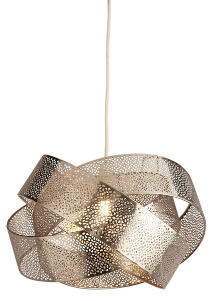 Searchlight Lampă suspendată Steffi, gri, metal, Ø 35 cm, E27, reglabil, Gri, Camera de zi / sufragerie, Metal, Modern