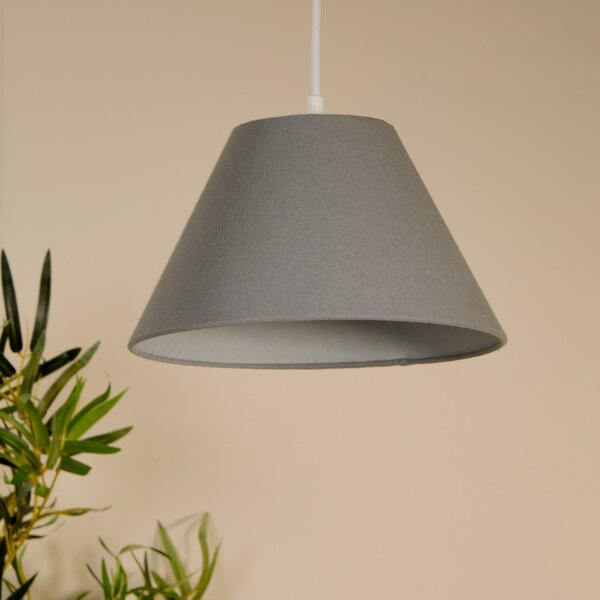 Searchlight Lampă suspendată Lyta, gri, Ø 28 cm, textil, E27, formă conică, reglabil, Gri, Camera de zi / sufragerie, Țesătură / Textil, Scandinavă