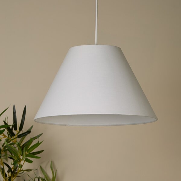 Searchlight Lampă suspendată Lyta, albă, Ø 38 cm, textilă, E27, formă conică, reglabil, Alb, Camera de zi / sufragerie, Țesătură / Textil, Scandinavă