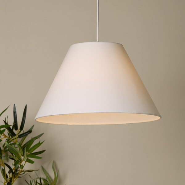 Searchlight Lampă suspendată Lyta, albă, Ø 38 cm, textilă, E27, formă conică, reglabil, Alb, Camera de zi / sufragerie, Țesătură / Textil, Scandinavă