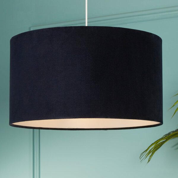 Searchlight Lampă suspendată Mersana, Ø 50 cm, albastru închis, catifea, E27, reglabil, Albastru, Camera de zi / sufragerie, Țesătură / Textil, Scandinavă