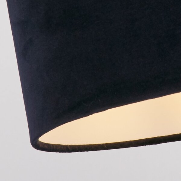Searchlight Lampă suspendată Mersana, Ø 30 cm, albastru închis, catifea, E27, reglabil, Albastru, Camera de zi / sufragerie, Țesătură / Textil, Scandinavă