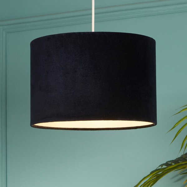 Searchlight Lampă suspendată Mersana, Ø 30 cm, albastru închis, catifea, E27, reglabil, Albastru, Camera de zi / sufragerie, Țesătură / Textil, Scandinavă