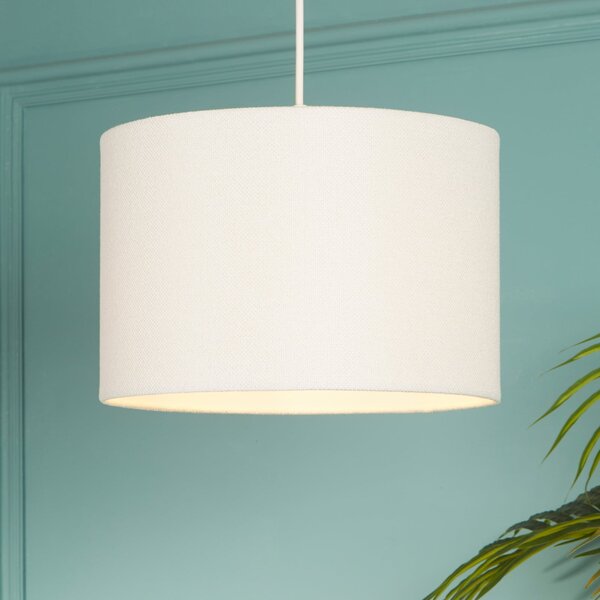 Searchlight Lampă suspendată Rayna, Ø 30 cm, alb, in, E27, reglabil, Bej, Camera de zi / sufragerie, Țesătură / Textil, Scandinavă