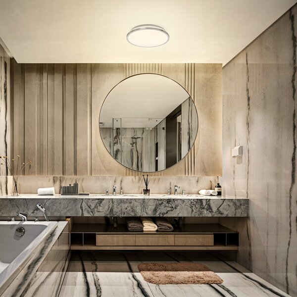 OSRAM Plafonieră LED BATHROOM, crom, Ø 30 cm, IP44, CCT, Metalic, Baie, Aluminiu, Modern