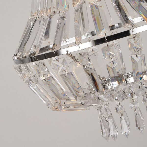 Searchlight Lampă suspendată Dietana, transparentă/gri, metal, Ø 30 cm, E27, reglabil, Gri, Camera de zi / sufragerie, Metal, Modern