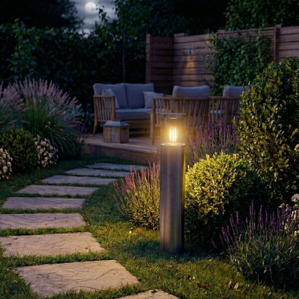 OSRAM Lampă cu soclu ENDURA CLASSIC EBRO, oțel inoxidabil, 49 cm IP44, reglabil, Metalic, Oțel inoxidabil, Modern