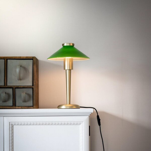 PR Home Lampă de masă August, culoare alamă/verde, 34 cm, metal, Verde, Camera de zi / sufragerie, Metal