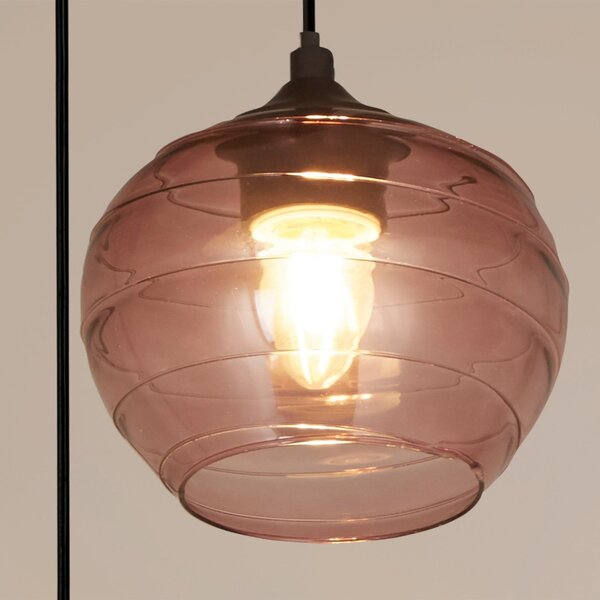 Searchlight Lampă suspendată Ojay, prune/negru, sticlă, 3 becuri, E27, reglabil, Violet, Camera de zi / sufragerie, Sticlă, Modern