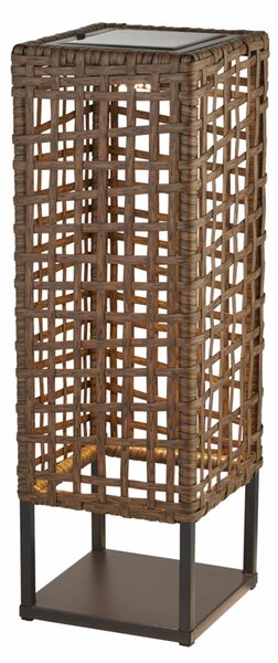 Searchlight Lampa solară LED pentru terasă Marcjanna, maro, ratan, 47 cm, Lemn, Lemn, Casă de țară / Rustic