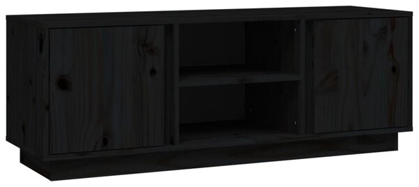 Comodă TV, negru, 110x35x40,5 cm, lemn masiv de pin