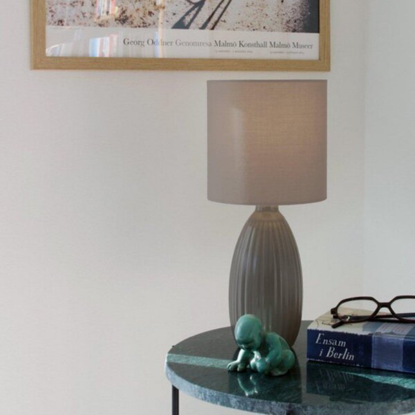 PR Home Lampă de masă Uno, maro, înălțime 37 cm, textil/ceramică, Maro / Rugină, Camera de zi / sufragerie, Ceramică, Modern