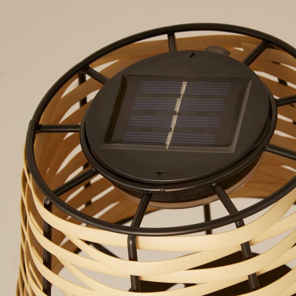 Searchlight Lampa de masă solară cu LED Dalisay, maro, ratan, 31 cm, IP44, Lemn, Lemn, Casă de țară / Rustic