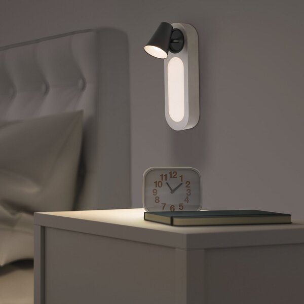OSRAM Aplică LED NEPTUNE, albă, 1 spot, comutator metalic, Alb, Camera de zi / sufragerie, Metal, Modern