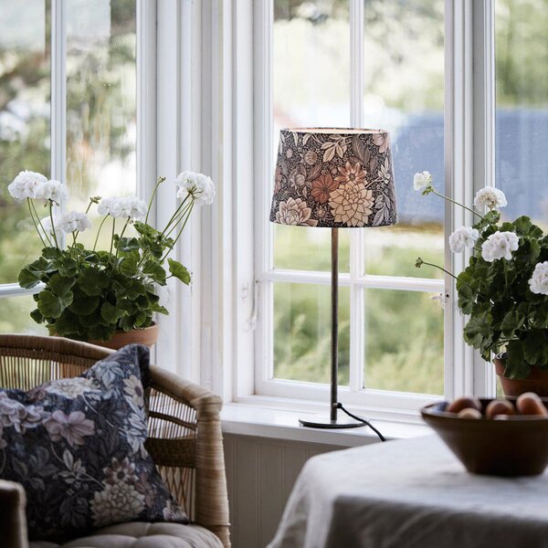 PR Home Lampă de masă BASE DAHLIA, maro, înălțime 58 cm, material textil, Maro / Rugină, Camera de zi / sufragerie, Metal