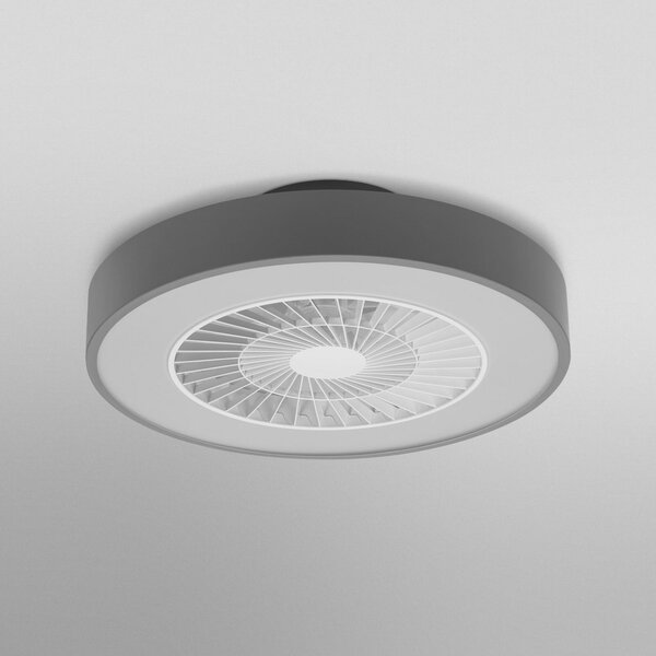 OSRAM SMART+ Ventilator de tavan cu LED WiFi CYLINDER, gri, silențios, reglabil, Gri, Camera de zi / sufragerie, Plastic, Modern