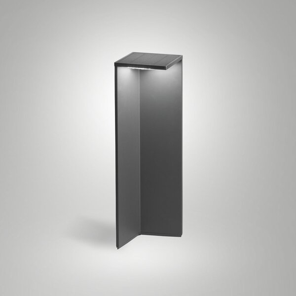 Fabas Luce Lumină solară LED pentru cale de acces Fold, gri închis, senzor mișcare, IP54, Negru, Aluminiu, Modern