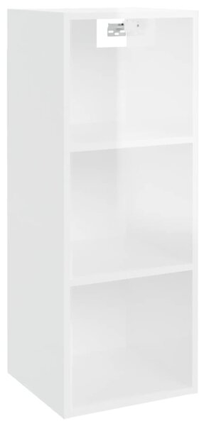 Dulap de perete, alb extralucios, 34,5x32,5x90cm, lemn compozit