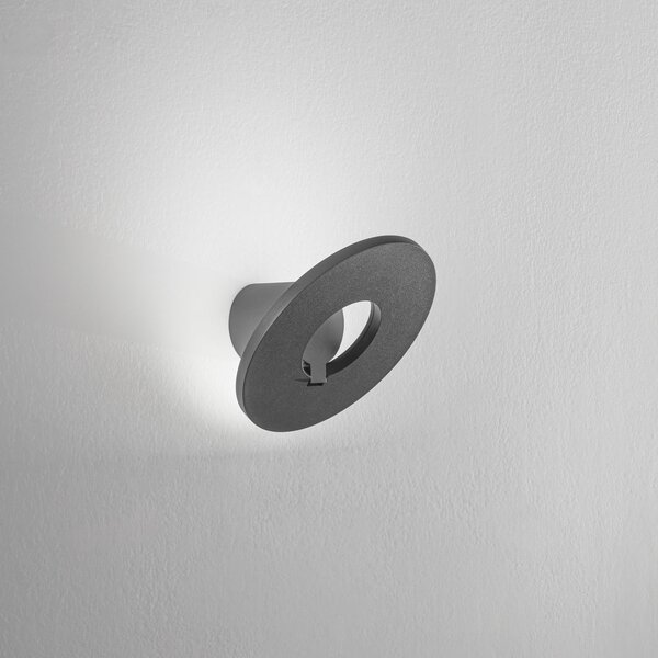 Fabas Luce Lampă LED pentru exterior Elite, gri închis, metal, Ø 24 cm, IP54, Negru, Aluminiu, Modern