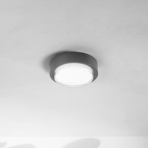 Fabas Luce Lumină LED pentru exterior Owen, gri închis, metal, 23 cm, IP65, Negru, Aluminiu, Modern