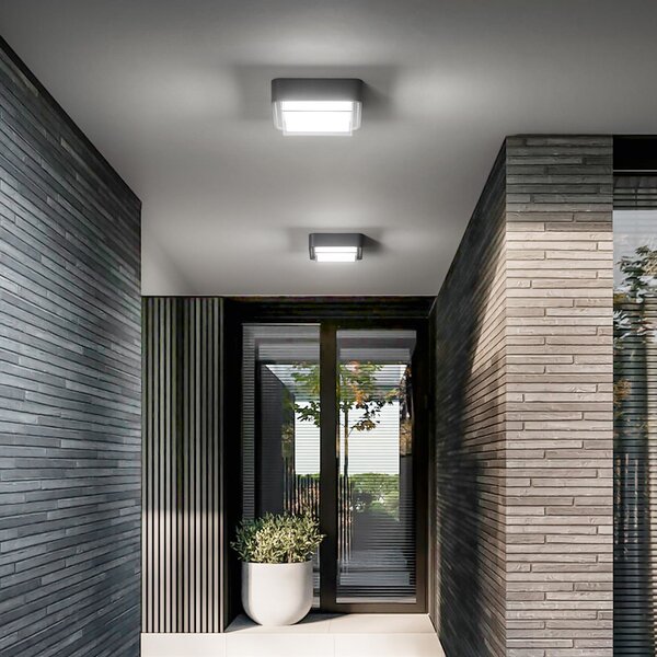 Fabas Luce Lumină LED pentru exterior Diuk, gri închis, metal, IP65, Negru, Aluminiu, Modern